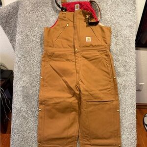 Carhartt Overalls Bib Mens 40x32 Quilt Lined Double Knee Zip To Waist R38‎ BRN